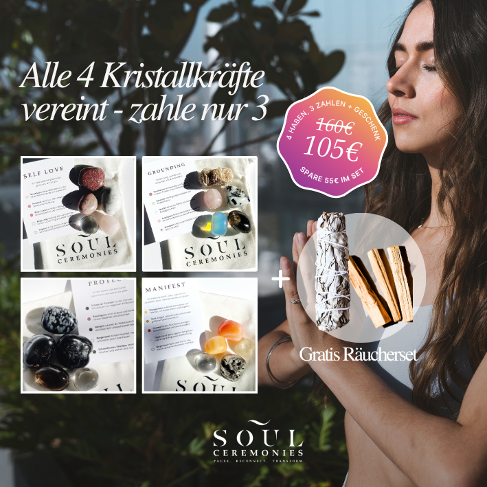 Kristall Power-Bundle – 3 kaufen, 1 geschenkt + gratis Räucherset